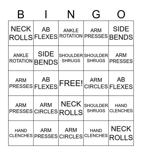 Physical Therapy Bingo Card