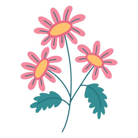 Diseño Png Y Svg De Flores Planas De Color Rosa Vivo Para Camisetas