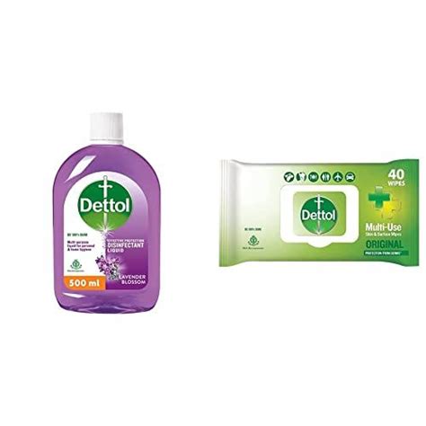 Dettol Liquid Disinfectant Lavender Blossom 500ml And Disinfectant Skin And Surface Wipes