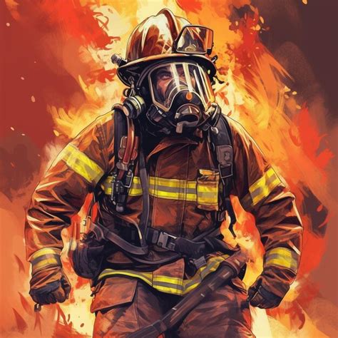 A Firefighter Extinguishing A Fire Portraying Premium Ai Generated Image