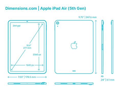 Apple Ipad 6th Gen 2018 Dimensions And Drawings