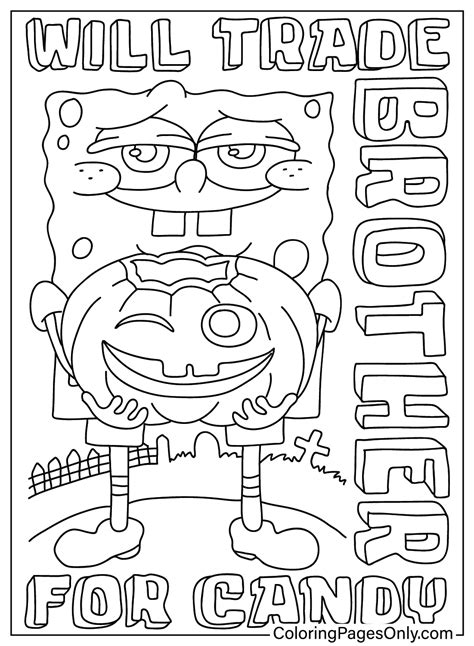 Spongebob Halloween Coloring Sheet Free Printable Coloring Pages