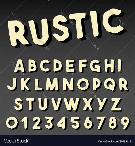 Alphabet Font Rustic Design Royalty Free Vector Image