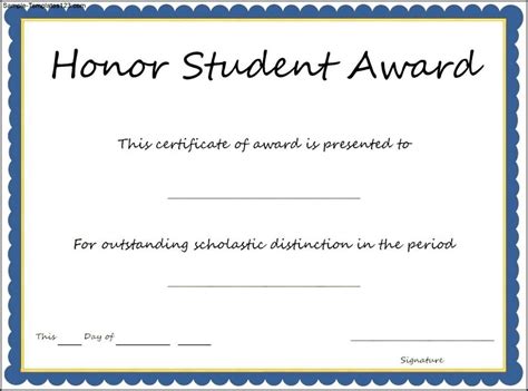 honor roll certificate template business