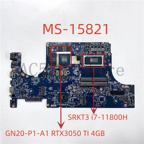 Placa base de ordenador portátil MS 15821 para MSI MS 15821 con SRKT3