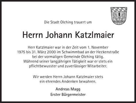 Traueranzeigen Von Johann Katzlmaier Sz Gedenken De