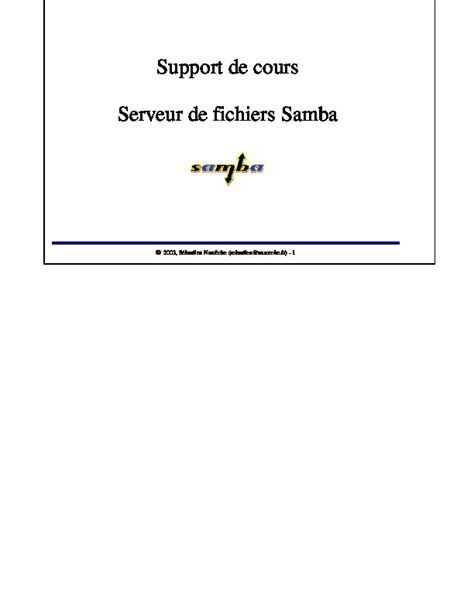 Support de cours Serveur de fichiers Samba Télécharger cours