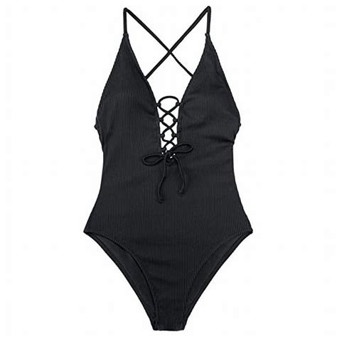 Zhizaihu One Piece Swimsuits For Women Tummy Control Swimsuits V Neck