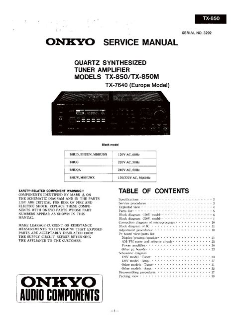 Download "Onkyo TX 7640 Service Manual" free