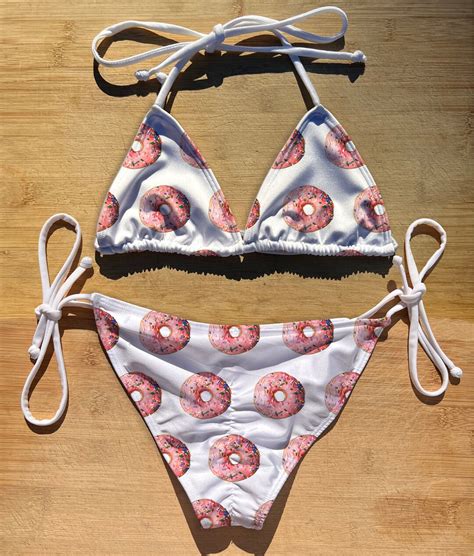 Swimwear Scrunch Butt Tie Triangle Top Bikini Set Pink Sprinkles