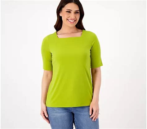 As Is Susan Graver Modern Essentials Liquid Knit Square Neck Top