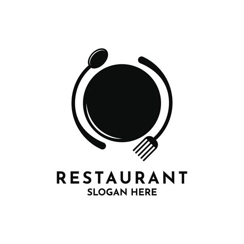 Food Restaurant Logo Design With Spoon Fork And Plate Symbol With