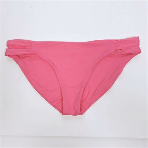 Becca Swim Becca Color Code Pink Shirred Tab Side Bikini Bottom