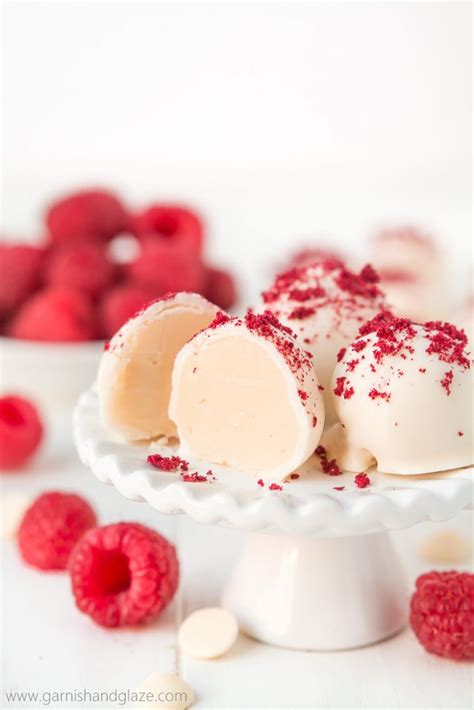 White Chocolate Raspberry Truffles Garnish And Glaze