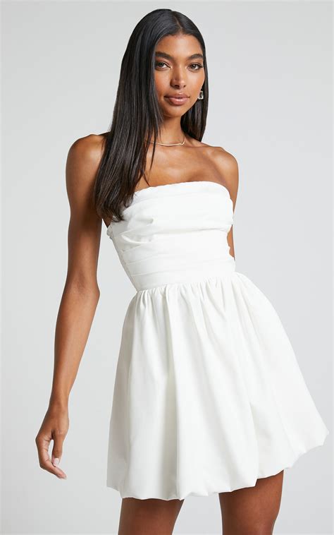 Shaima Strapless Mini Dress In White Showpo Usa