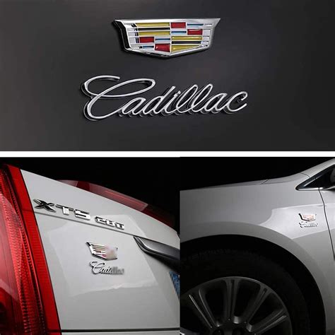 Buy For Cadillac Emblem 2Pcs Silver 3D Metal Logo Sticker Decal Head