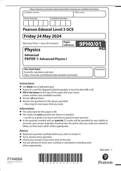 Pearson Edexcel Level 3 Gce Physics Advanced Paper 1 Advanced Physics