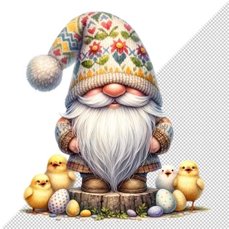 Premium Psd Cute Watercolor Gnome Easter Day Clipart Illustration