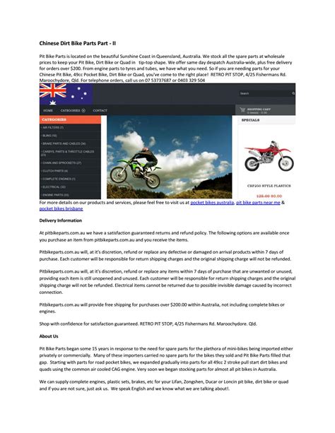 Chinese dirt bike parts part ii by pitbikeparts - Issuu