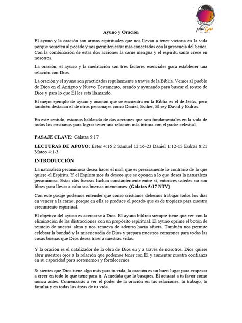 Ayuno Y Oración Pdf Oración Rápido