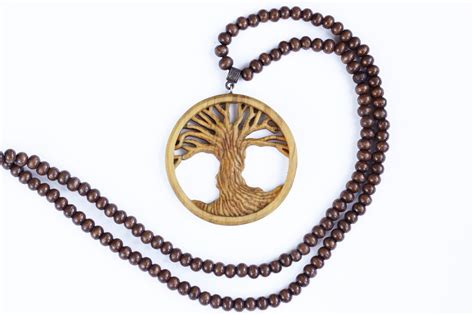 Tree Of Life Neklace Celtic Hand Carved Wooden Tree Of Life Etsy