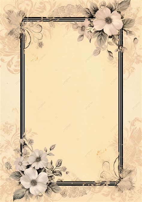 Fondo Borde De Página De Marco Floral Vintage Beige de Pantalla Imagen