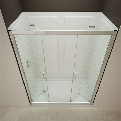 Butterfly Frameless Bi Fold Shower Door 30x60 Shower Base And Qwall Backwall Kit Traditional