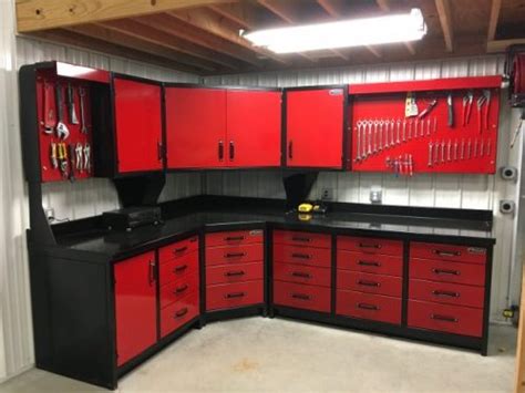 Custom Red Corner Unit For Organized Garage