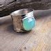 Wide Sterling Silver Aqua Chalcedony Gemstone Chunky Ring Etsy