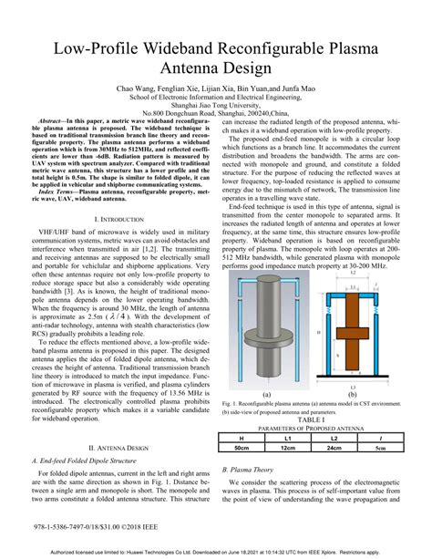 Pdf Low Profile Wideband Reconfigurable Plasma Antenna Design