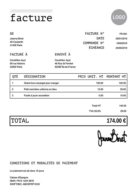 Factures Proforma Pdf Gratuites Créez Téléchargez Une Facture