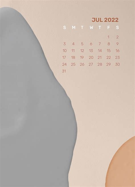 Aesthetic 2022 July Calendar Printable Free Photo Rawpixel