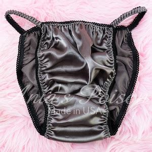 Charcoal Gray Silky SOFT Silky Shiny Wetlook String Bikini Sissy Bias