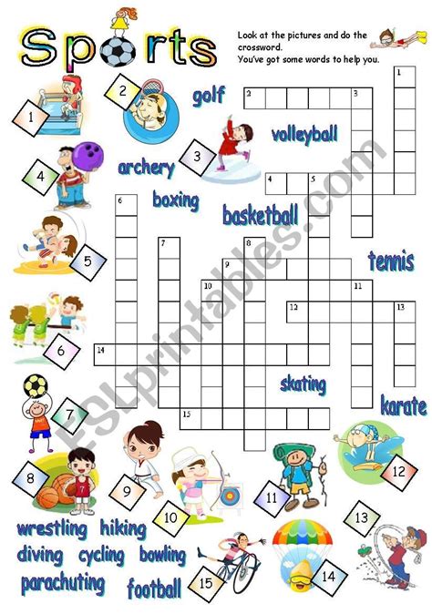 Sports Crossword Esl Worksheet By Jecika