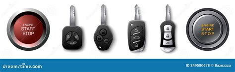 Car Remote Engine Start Key Or Button Vector Stock Vector