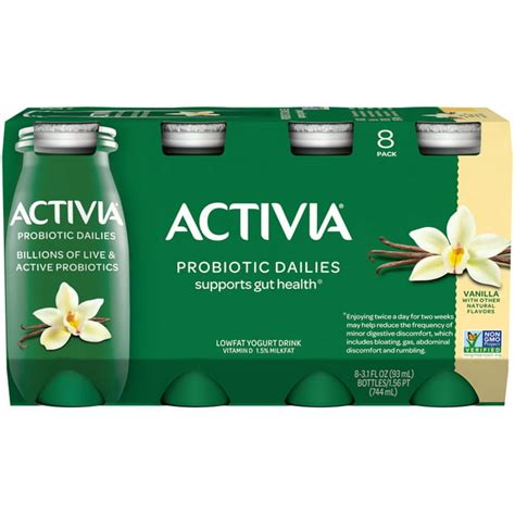 Dannon Activia Probiotic Dailies Low Fat Vanilla Yogurt Drink 31 Fl Oz 8 Bottles Walmart