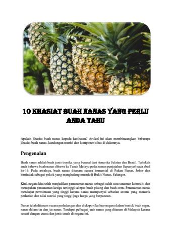 KHASIAT BUAH NANAS YANG PERLU ANDA TAHU Adriana Fareeza Flip PDF