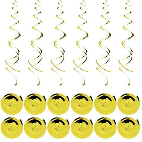 Hanging Swirl Decorations 12 Rolls Gold Swirls Ceiling Party