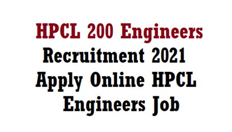 HPCL 200 Engineers Recruitment 2021 Apply Online HPCL Engineers Job