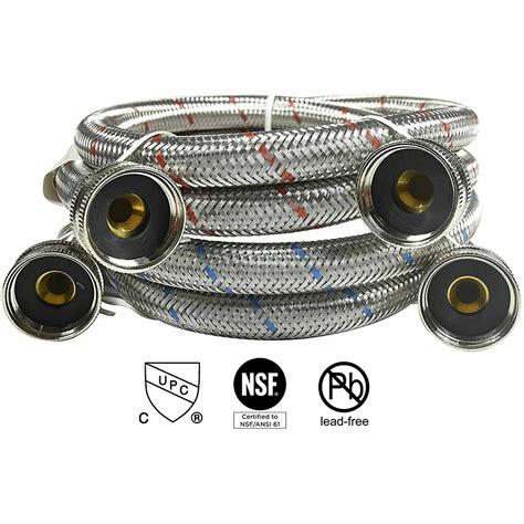 12pcs HQRP Stainless Steel Washing Machine Hoses 4 FT Burst Proof 3 4