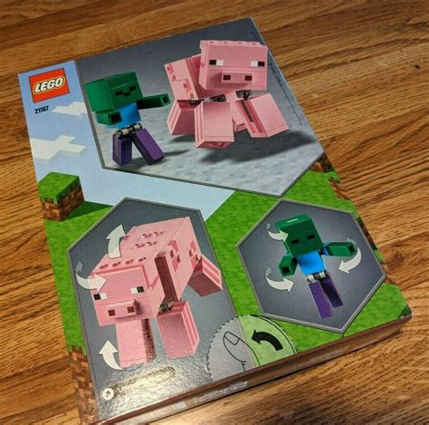 Retired Lego Minecraft Set Bigfig Pig With Baby Zombie