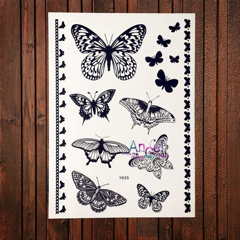 Flash Black Temporary Tattoo 3d Diy Butterfly Henna Tattoo Stickers