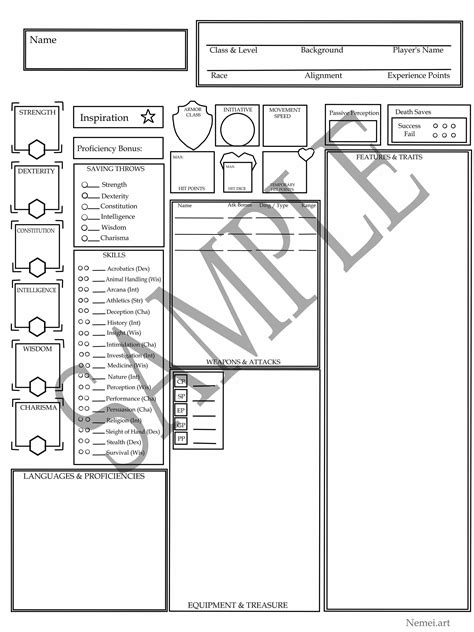 DnD Character Sheet Printable