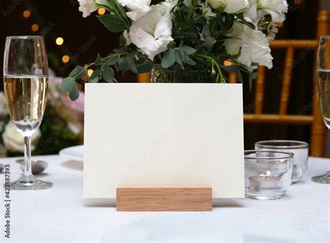 Mockup White Blank Space Card For Greeting Table Number Wedding