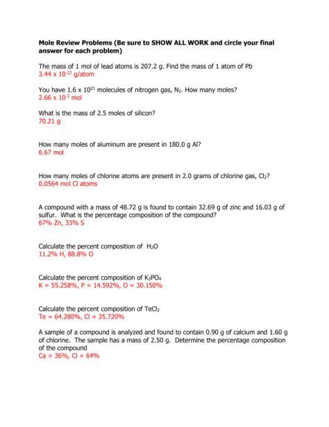 Grams To Particles Practice Problems