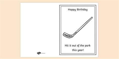 FREE Hockey Stick Birthday Card Colouring Activity