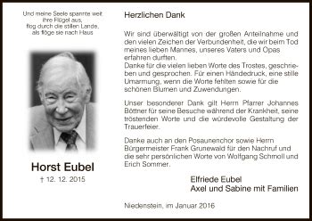 Traueranzeigen Von Horst Eubel Trauer HNA De