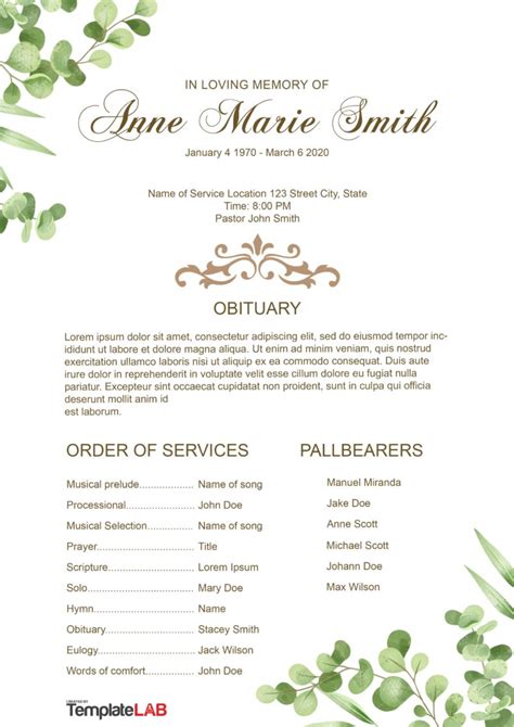 Free Funeral Program Templates Word Photoshop Powerpoint