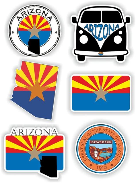 Arizona Set Of Stickers For Laptop Book Water Bottle Fridge Guitar