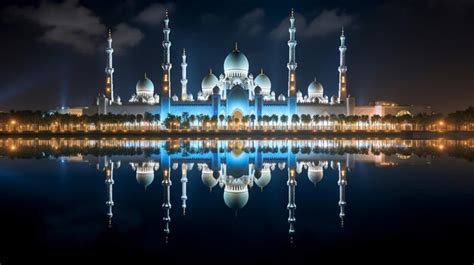 Premium AI Image | Night view of Sheik Zayed Grand Mosque